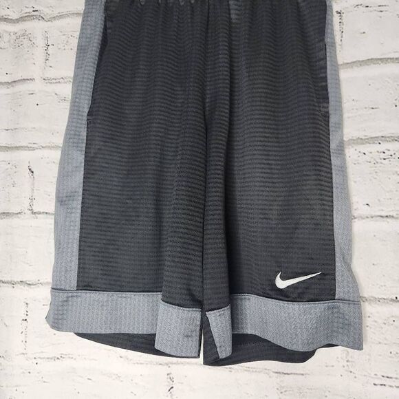 Nike Mid-Rise Drawstring Striped Athletic Shorts Black & Gray Small 10.5 inseam - Picture 3 of 11